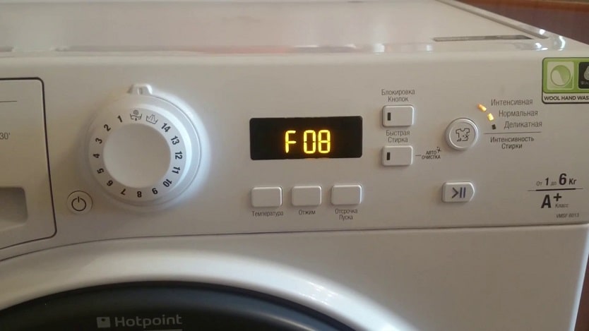 Fout F8 (F08) in de Ariston-wasmachine